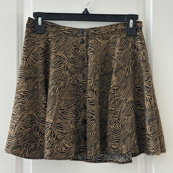 Zebra Print A-Line Button-Front Mini Skirt - Picture 1 of 6